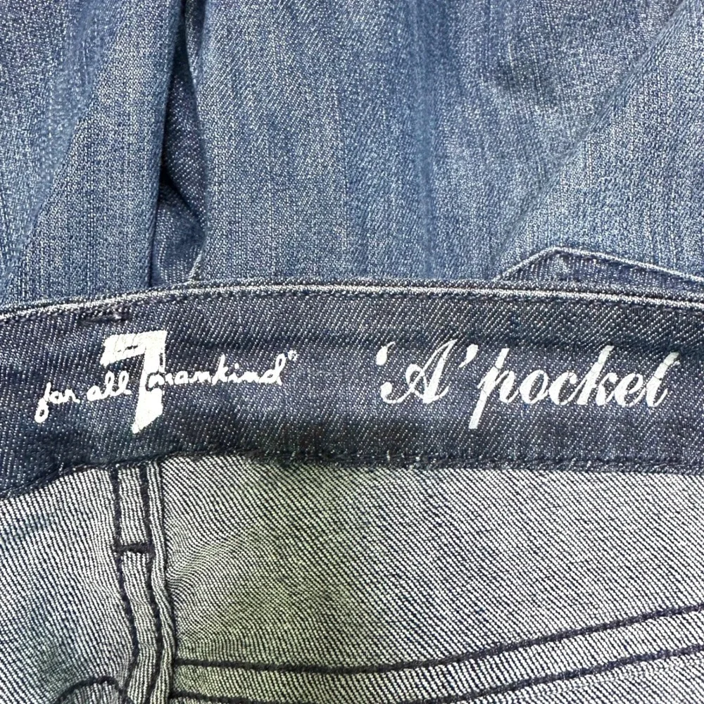 7 FOR ALL MANKIND Denim Low Rise Flare Bootcut A Pocket Jeans Dark Wash Women 29 - Picture 7 of 8